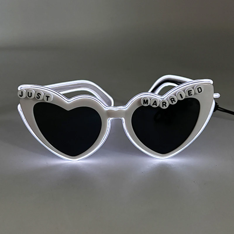 LED-Brille, nur verheiratet, Hochzeit, Braut, Überraschungsgeschenk, Paar-Brille, Souvenirs, leuchtende Herz-Brille, verheiratete Sonnenbrille – Detail 4