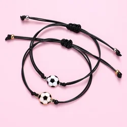 Elviragirl 2Pcs/set Charm Bracelet for Boy Girl Copper Gold Color Football Ball Braiding Adjustable Bracelet Friendship Bracelet