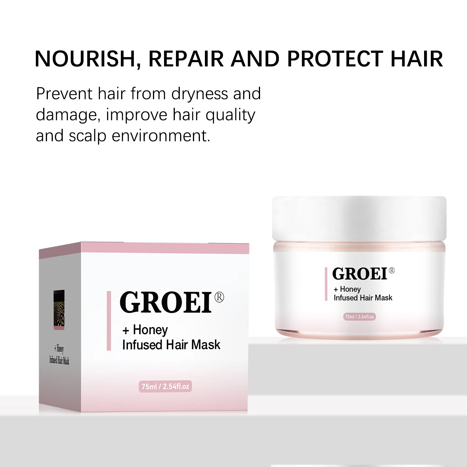 قناع الشعر GROEI Honey Infused 75 مل - إصلاح الشعر الجاف والمجعد والتالف، يغذي ويعزز اللمعان، تركيبة خفيفة الوزن #6