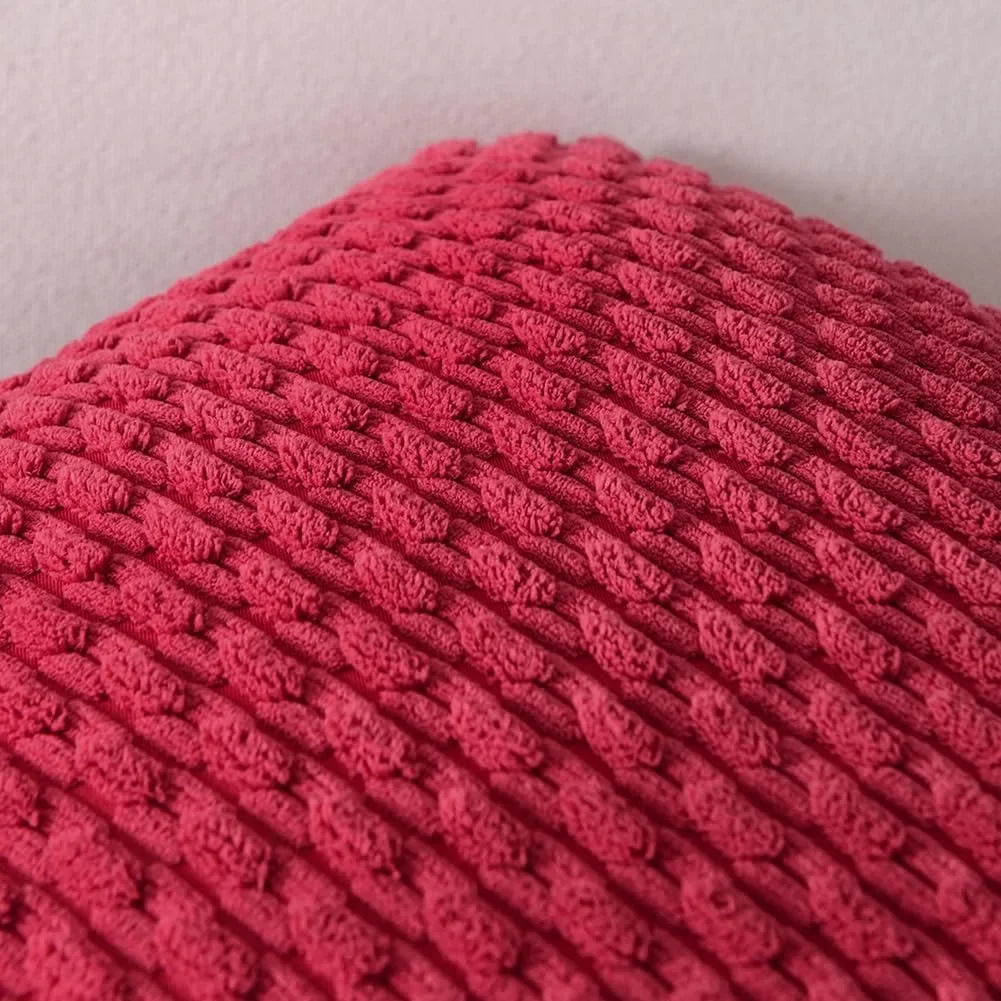 Christmas Red Corduroy Soft Soild Cushion Cover Decorative Square Throw Pillow Covers Cushion Case Pillowcases for Home Sofa Bed
