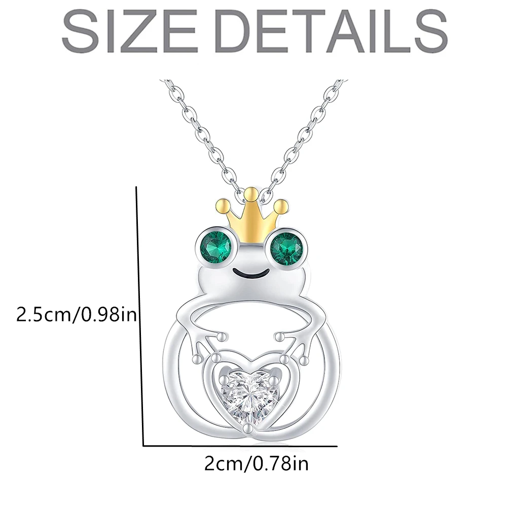 Creative Cartoon Frog Prince Pendant Necklace for Women Cute Green Eyed Frog Animal Jewelry Necklace Girls Birthday Gifts