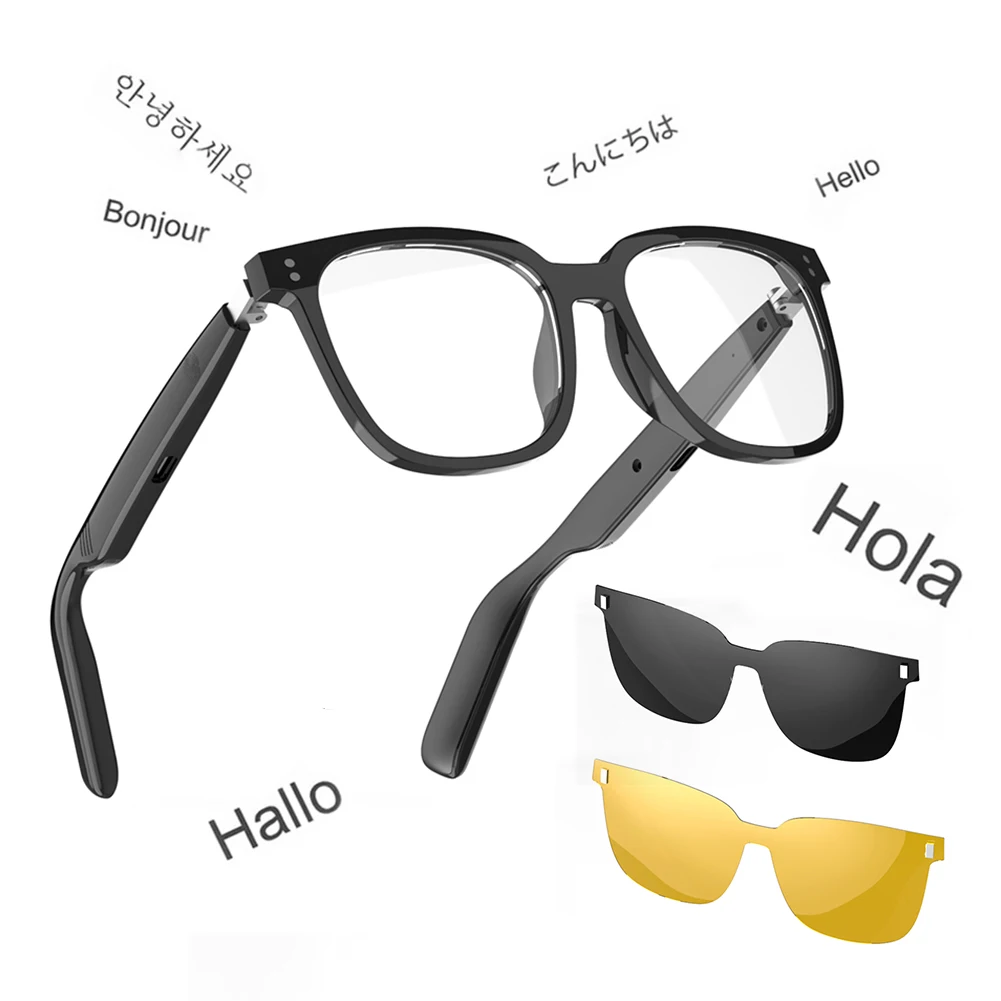 

Intelligent Translator Glasses BT 5.4 Call Audio Music Call Sunglasses Polarized Lens Smart Glasses for Business Travel Meeting