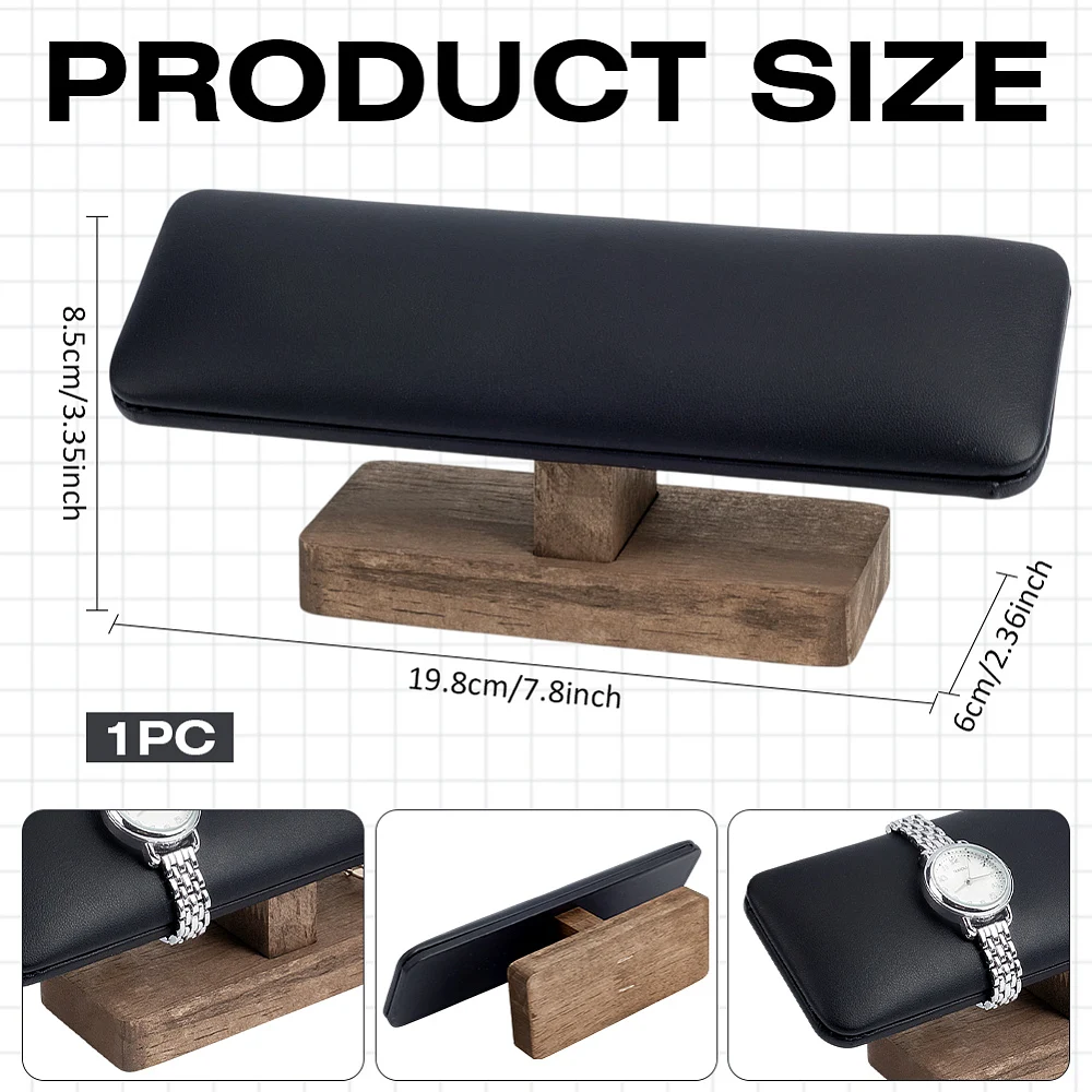 Wood Watch Display Stand 7.8x2.36x3.35inch T-Bar Bracelet Display Stands with Wooden Base Rectangle Bracelet Organizer Holder
