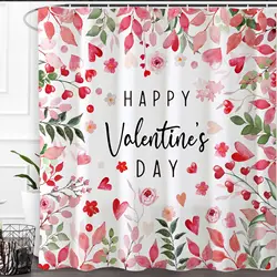 Cute Valentine's Day Shower Curtain Funny Abstract Modern Hearts Bathroom Curtain Romantic Waterproof Polyester Shower Curtain