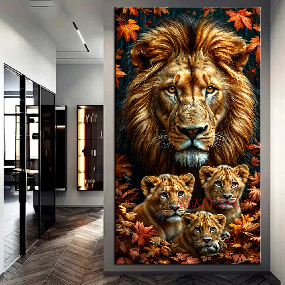 

DIY Алмазная картина, набор для вышивки крестом, семья Лев и семья волка, полная дрель, алмазная мозаика, новая коллекция, домашний декор