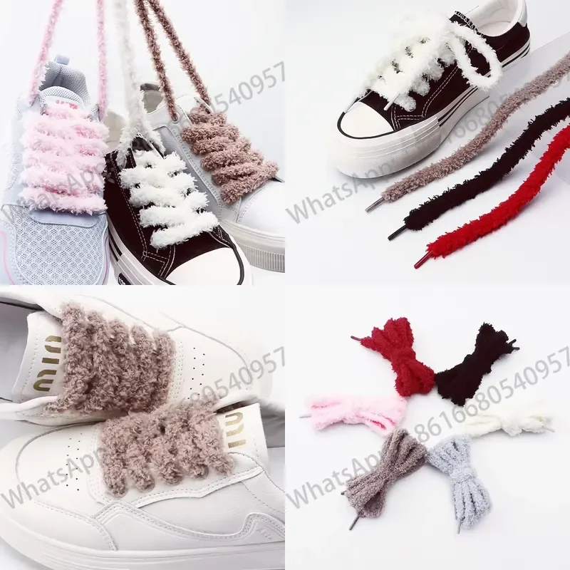 1Pair New 1cm Wide Round Plush Shoelace Sneakers Flat Shoes Casual Shoelaces 80cm/100cm/120cm/140cm/160cm ShoeAccessories