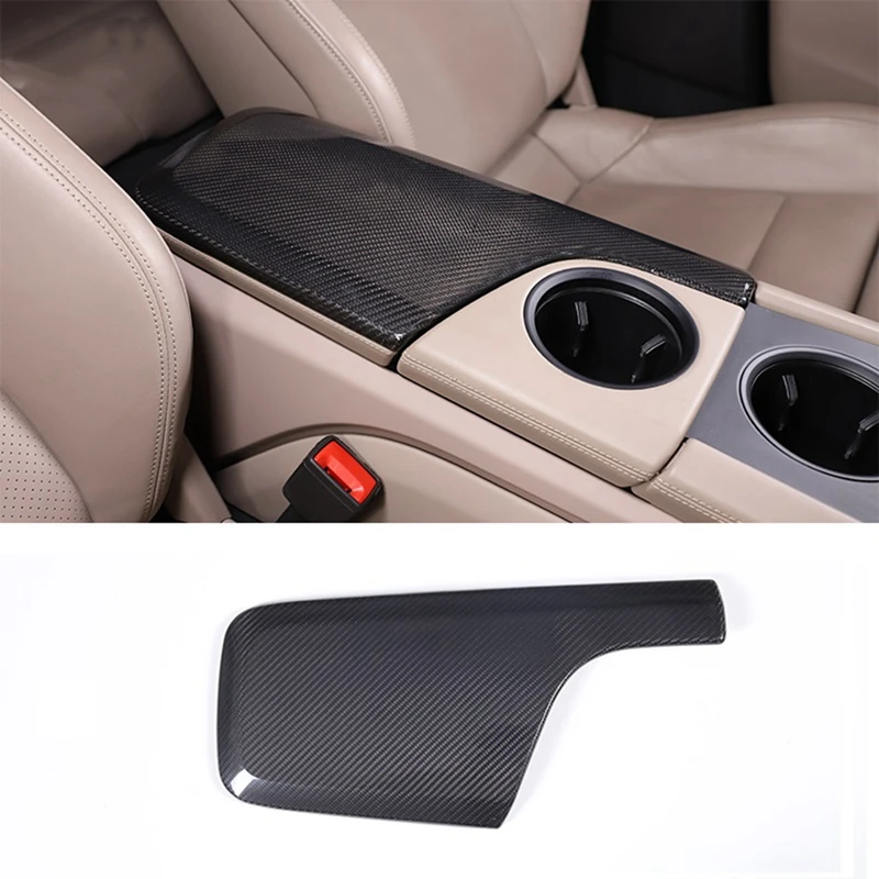 

For Porsche Taycan 2019-2022 Dry Carbon Fiber Car Central Control Armrest Box Protective Cover Trim Accessories