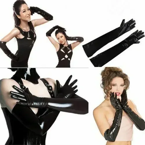 

Faux Leather PVC Gloves Streetwear Dance Show Gloves Women Latex Fetish Clubwear Catsuit Cosplay Shiny Long Gloves