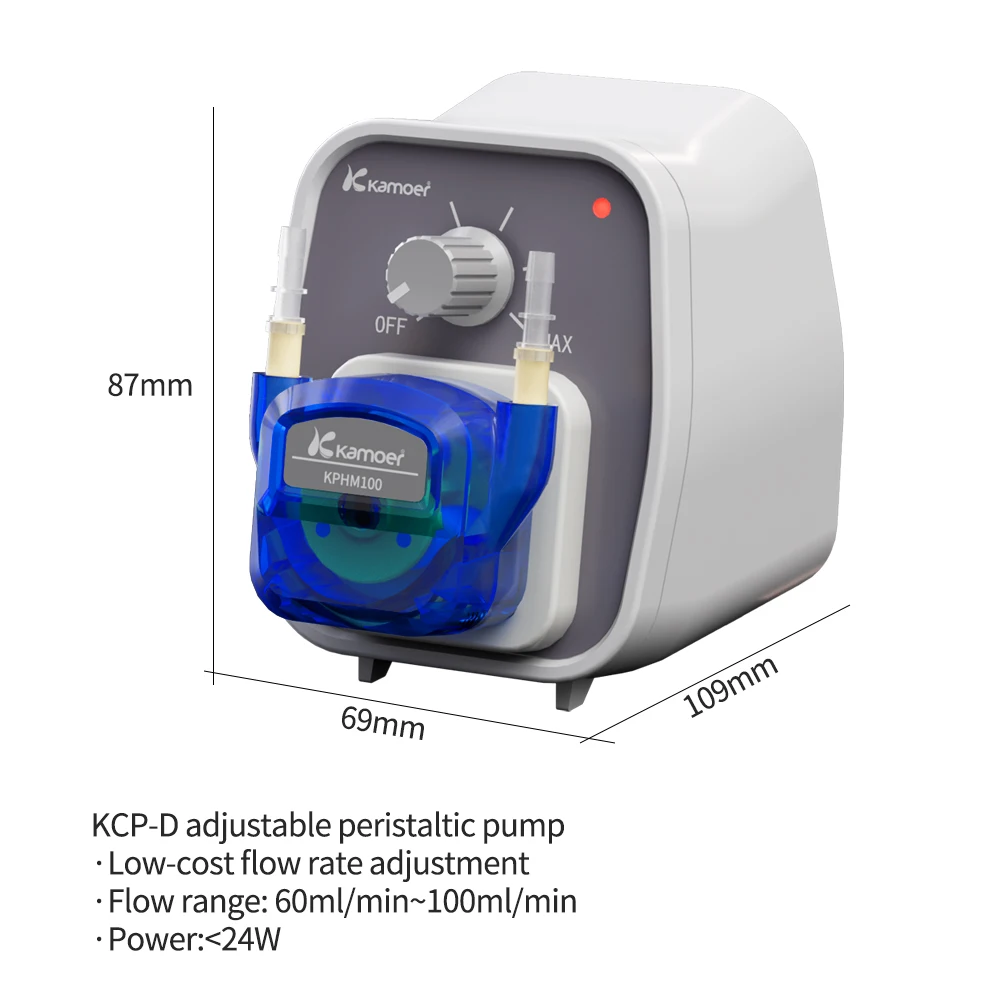 Kamoer  50-100ml/min KCP-D Mini Peristaltic Pump 24V DC Motor Dosing Pump 2mmX4mm BPT Tubing with Adjustable Flow Rate Control