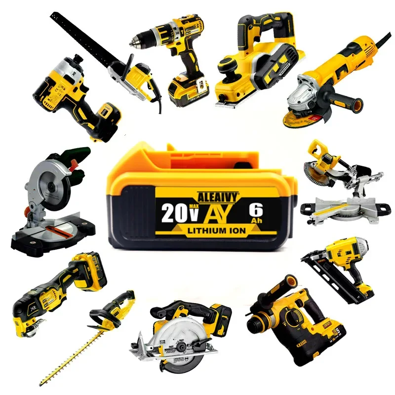 Imagem -04 - Bateria Power Tool Substituição para Dewalt Charger 20v 6.0ah Max 18650 Dcb184 Dcb181 Dcb182 Dcb200 20v 6a 18v Novo