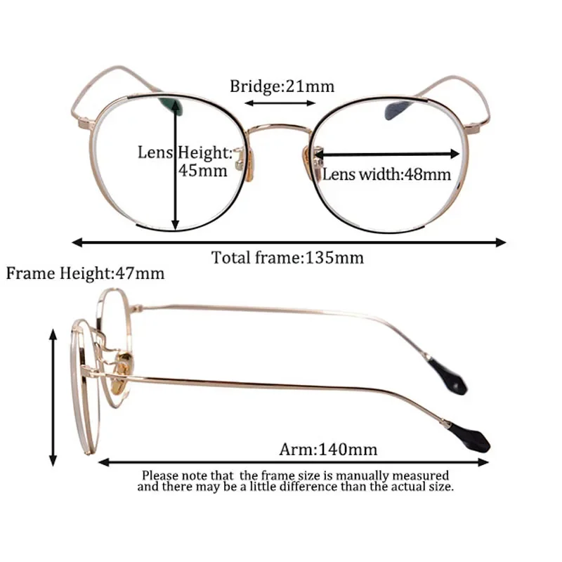 plus vision glasses for women multifocal grade glasses near and far myopia prescription glasses for women round metal glasses