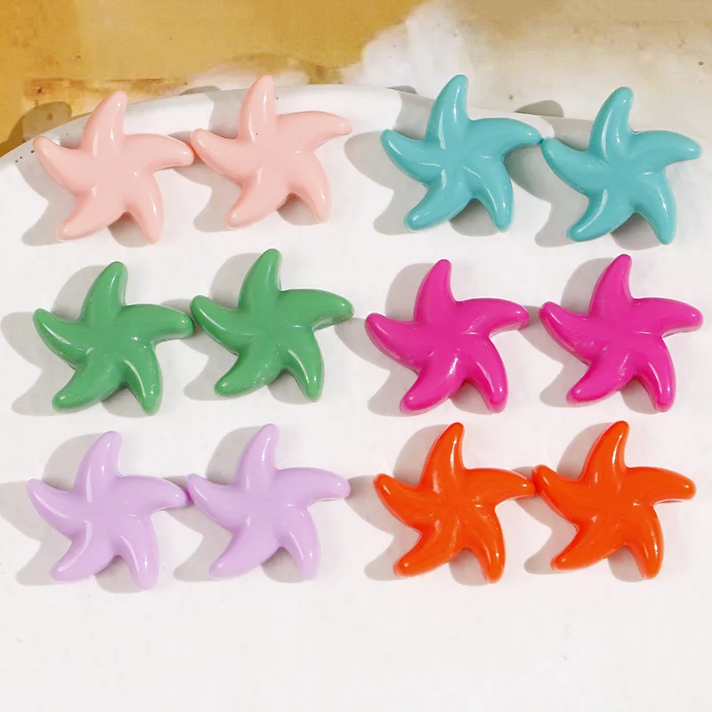 

Wholesale 100pcs 21mm Solid Colors Cute Sea Stars Shape Flatback Resin Cabochons Ornament Garment Accessories Material Cameo