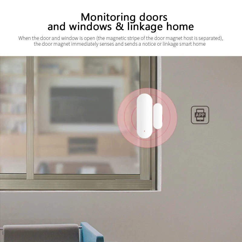 Sensor magnético de alarma para puerta y ventana, dispositivo con WiFi, Tuya, Smart Life, Control remoto por aplicación, compatible con Alexa y