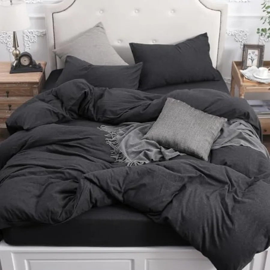 

Jersey Knit Duvet Cover Set 100% T-Shirt Cotton Super Soft Comfy 3pc Bedding Set with Zipper Closure