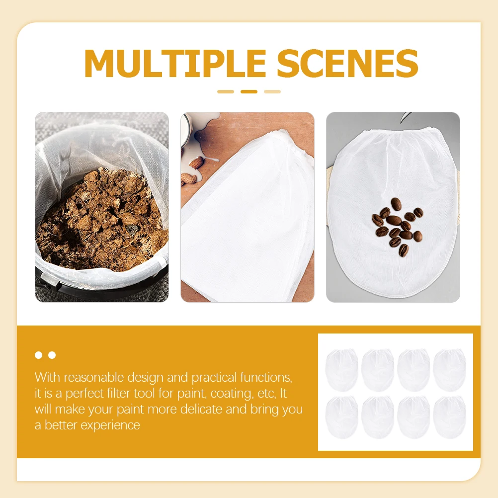 

8pcs Paint Coating Filter Bag Strainer Squeeze Filters 5 Gallon Hydroponics Fine Mesh Elastic Bucket Secure Pour Paint