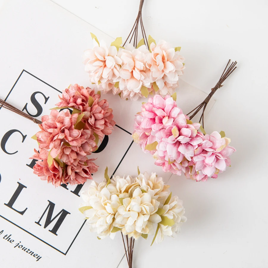 6Pcs 11Cm Künstliche Blumen Seide Mini Nelke Hochzeit Handwerk Kranz Zubehör Weihnachten Diy Hause Decortion Scrapbooking – Detail 15