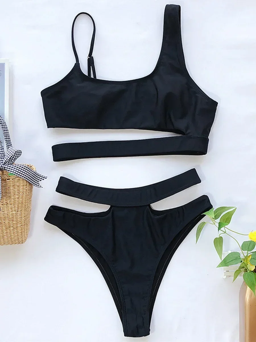 Sexy Asymmetrical Female Swimsuit High Waist Bikini Women Swimwear Two Pieces Bikini set High cut Bather Bathing Suit Swim Lady