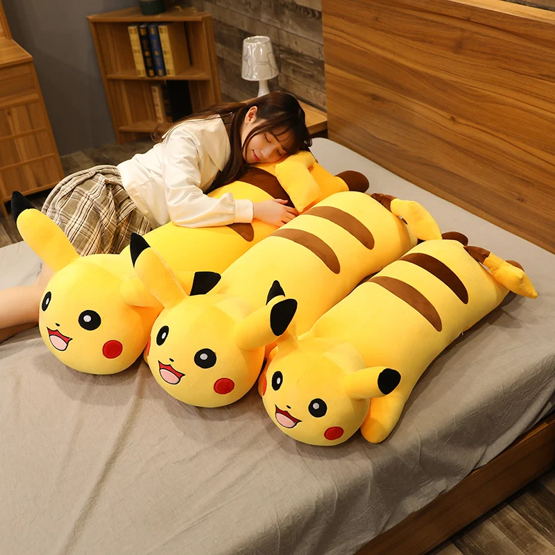 

60/110/140CM Long Body Pikachu Plush Toys Cute Soft Pokémon Stuffed Animal Doll Large Size Hugging Pillow For Sleeping/Lounging