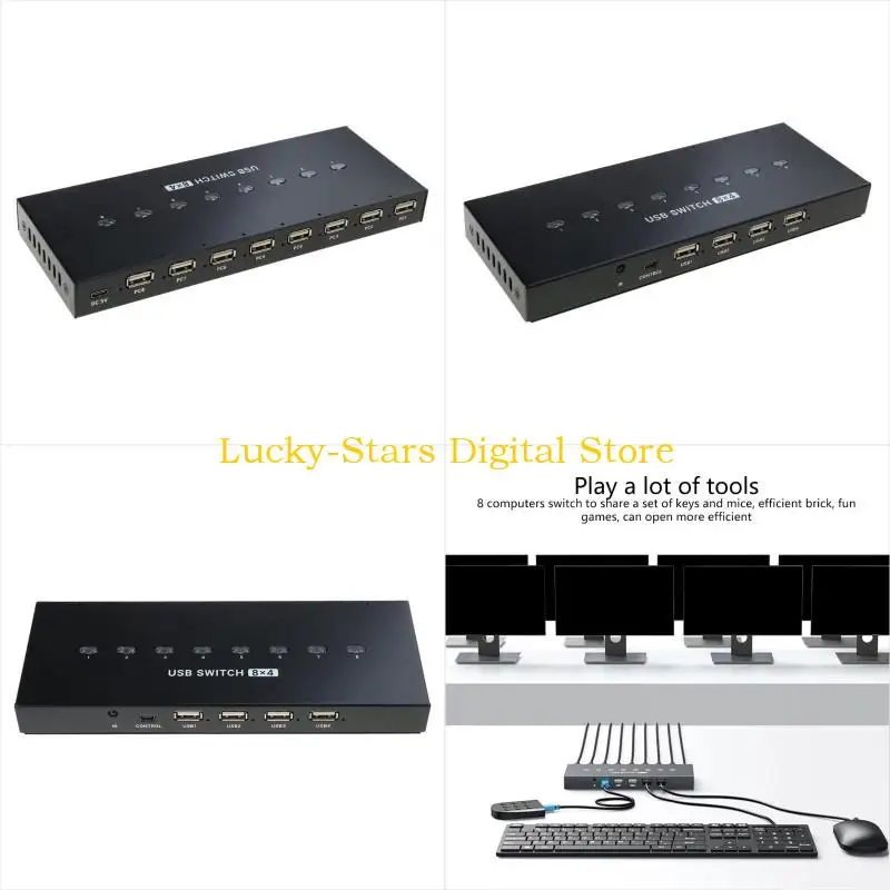 

T3EE USB Printer Switching Selectors KVM Switching Adapter 8 PC Sharing 4 USB Devices