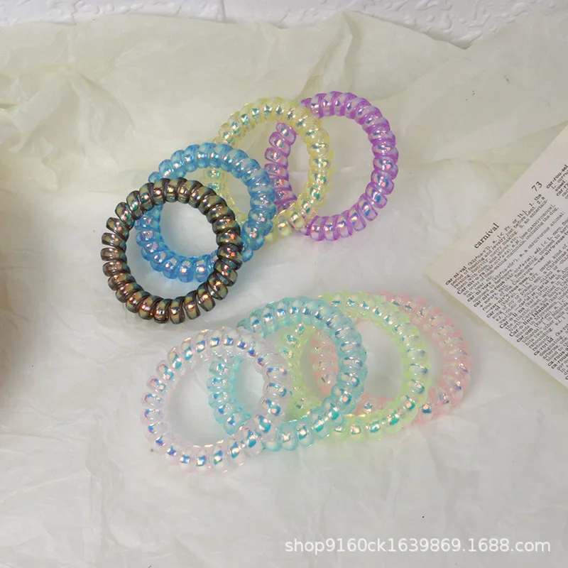 كبير جريئة حورية البحر جي خط هاتفي الشعر الدائري الليزر الملونة الشعر حبل تعادل الشعر شريط مطاطي رئيس حبل إكسسوارات الشعر الإناث #3