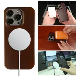 Magnetic Genuine Leather Case For iphone 16 Pro Max 15Pro 14 13 11 12Pro Wireless Charge Magnet Magsafe Cover Shockproof Coque