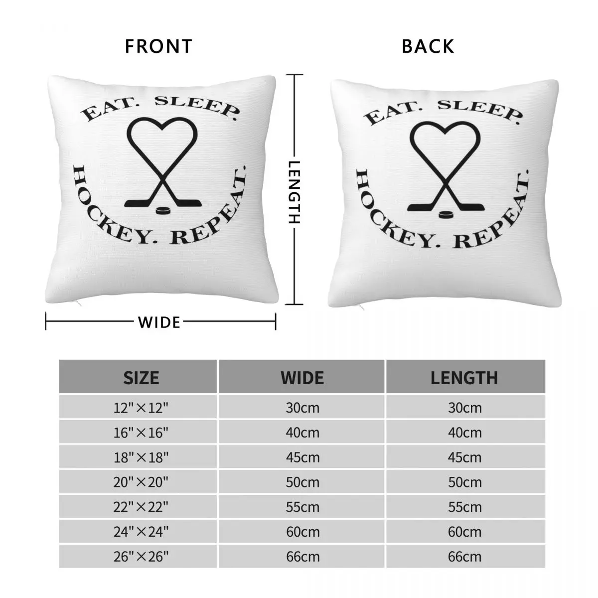 Eat Sleep Hockey Repeat Pillowcase Polyester Linen Velvet Printed Zip Decor Pillow Case Home Cushion Cover 18