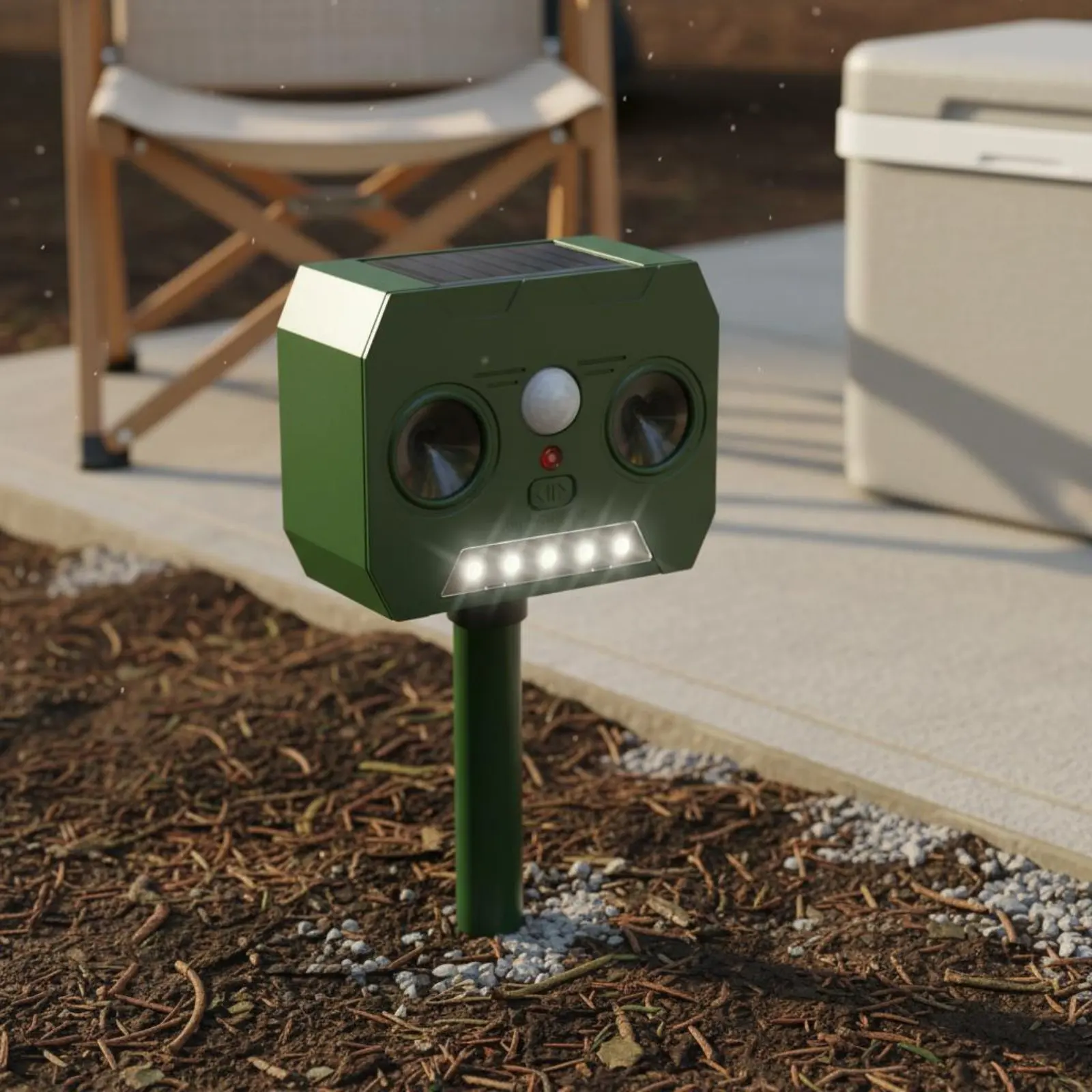 Ahuyentador plagas solar de ondas sonoras, seguro para gatos y perros - imagen 4