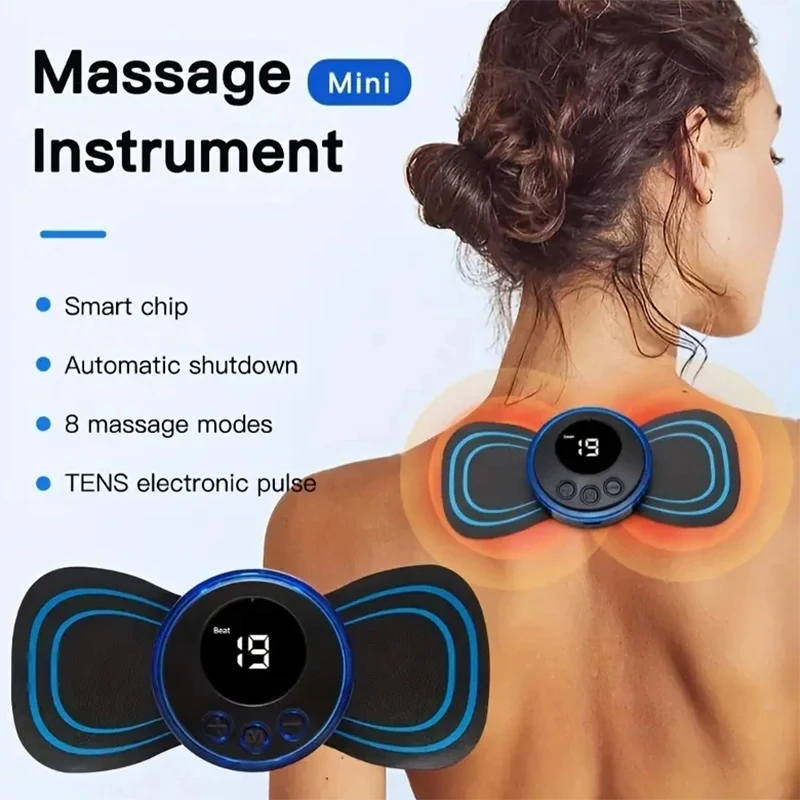 EMS Mini Electric Neck Cervical Massager Pads,6 Massage Modes USB Neck Wrap, Cordless Portable Mini Electric EMS Neck Massager