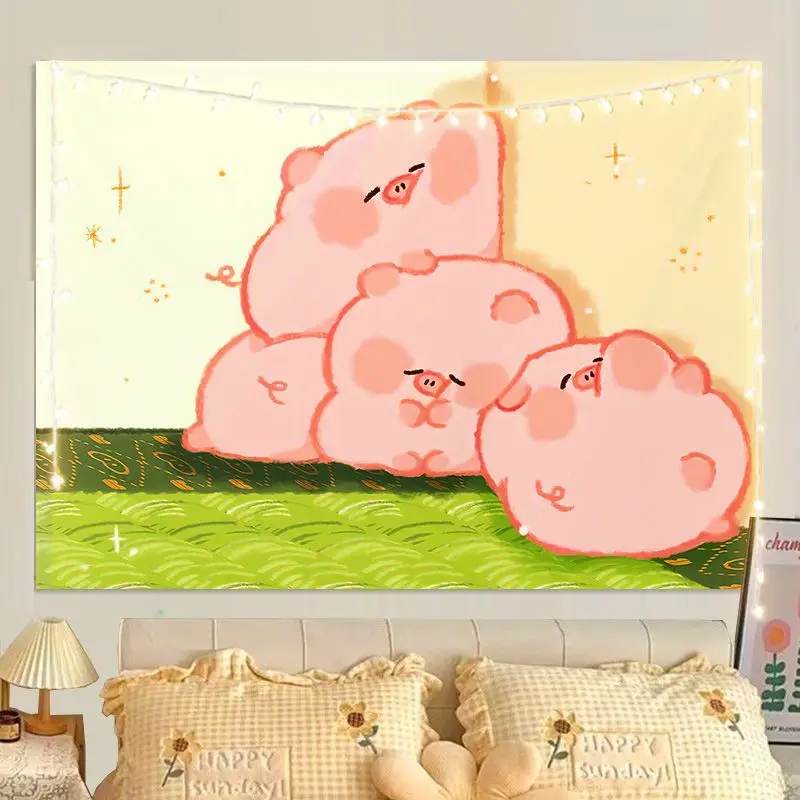 

37 Unique Designs! Cartoon Pig Wall Hanging，For Kids' Room，Party Decor & Bedroom，Room Makeover