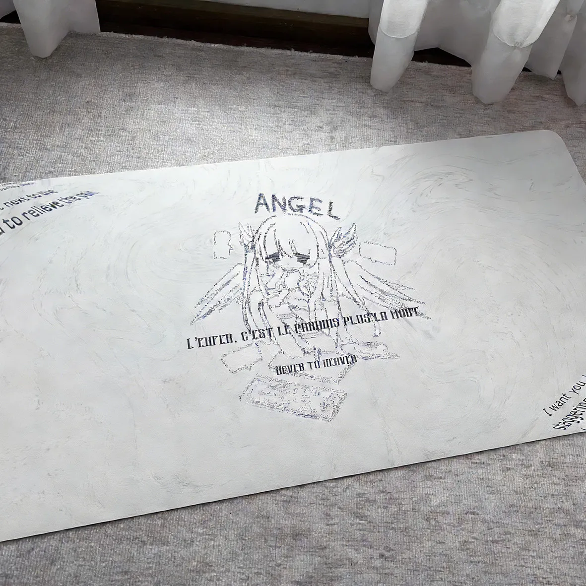 

Angel Wing Girl Leather Desk Pad Mouse Protector Large Small Mouse Pad Home Office Game Desk Mat PU Leather Pc Laptop Table Mat