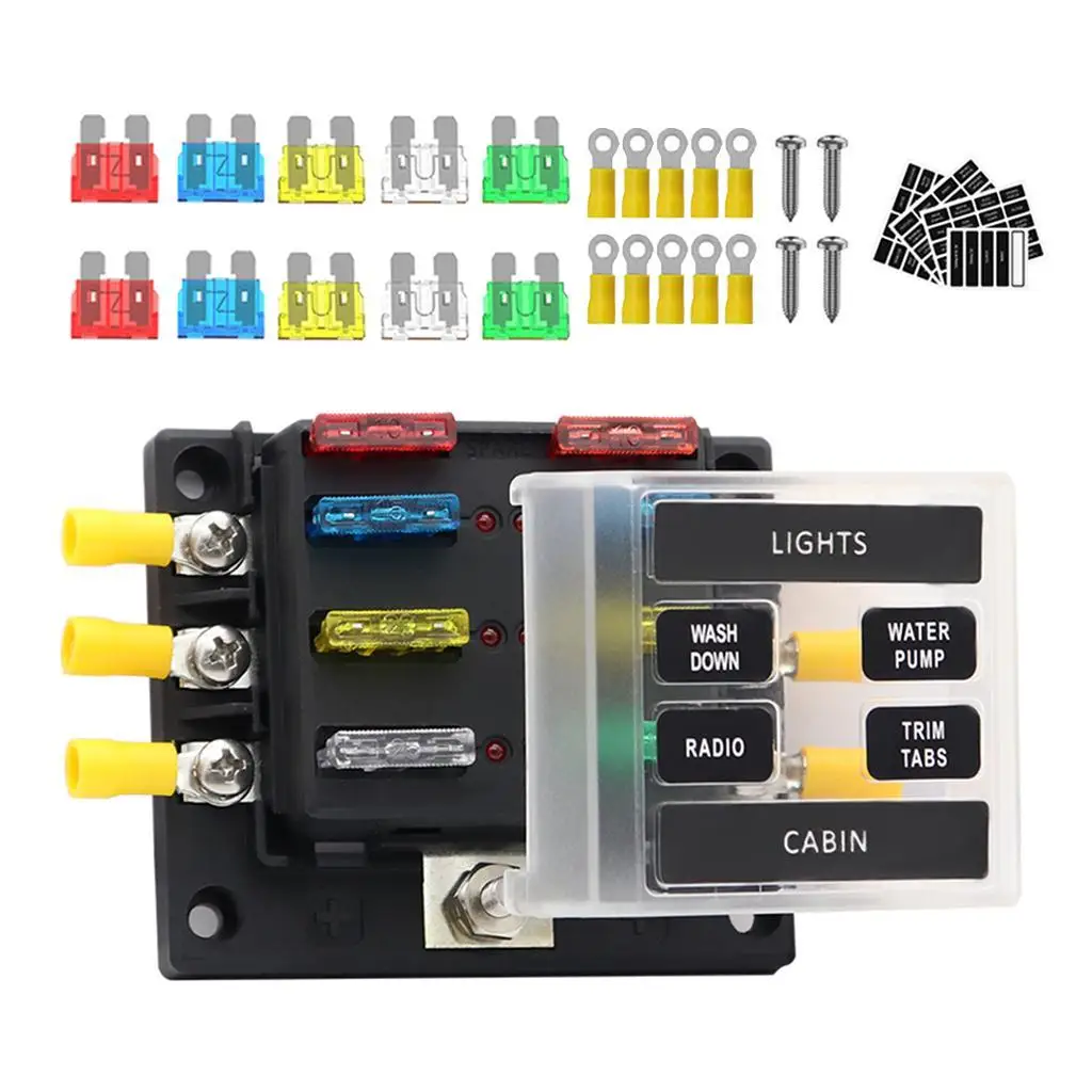 32 Waterproof Box Block [6 ATC/ATO/ATP Holder] Universal Box for 12V-32motive Vehicle Car Marine Boat Light Equipment