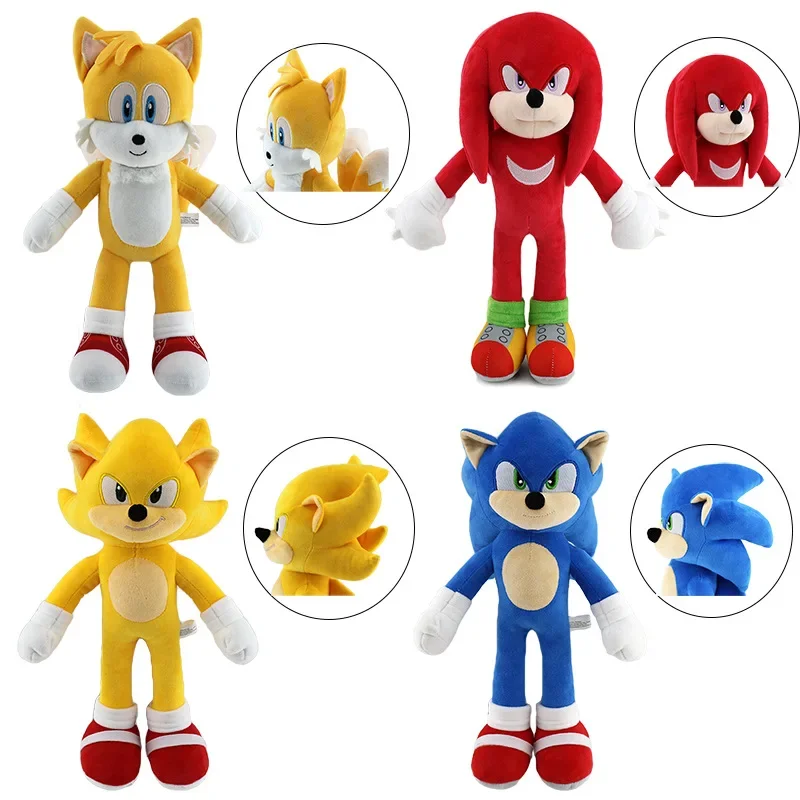 Muñeco de peluche de Sonic The Hedgehog, juego de dibujos animados, nudillos de Anime, Shadow Silver Tails, juguetes de peluche Metalsonic, 25-36cm