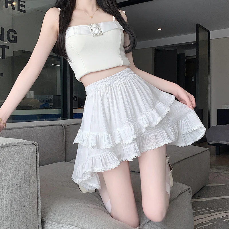 Half skirt women's summer 2024 new ballet academy style cake skirt ultra short skirt fluffy skirt irregular