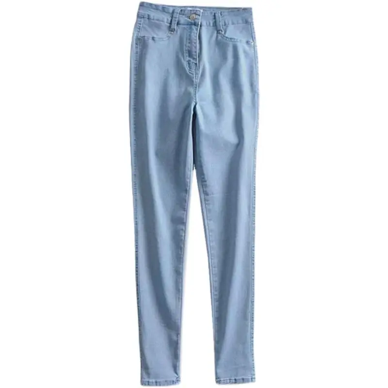 Taille haute extensible pêche bout à bout serré minceur Bootcut pantalon coton Stretch Denim fermeture à glissière pantalons longs