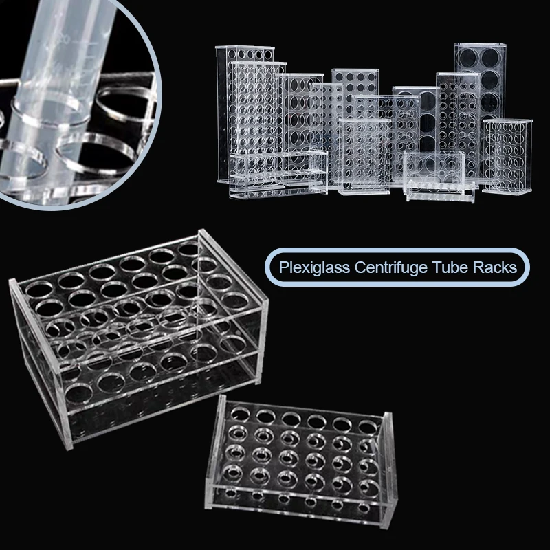 1.5ml/5ml/7-10ml/10-15ml/50ml Holder Organic Glass Test Tube Stand  8/24holes Vents Hole Diameter Plexiglass Centrifuge Tube Rac