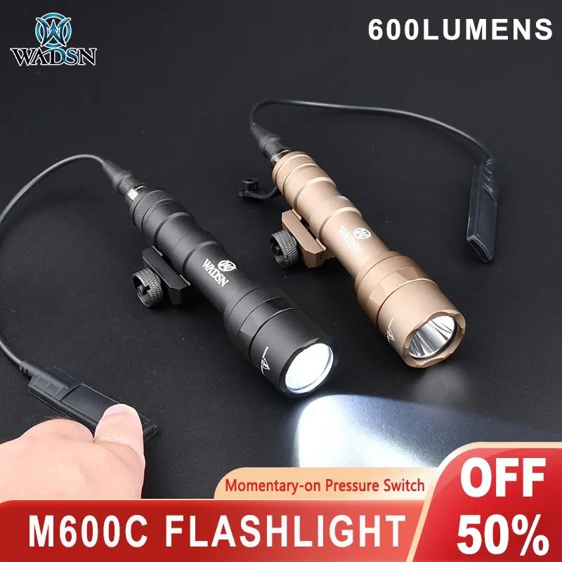 

WADSN Airsoft M600 M600C Tactical Flashlight Weapon Scout Light 600Lumen Pistol Light Pressure Switch Fit 20mm Picatinny Rail