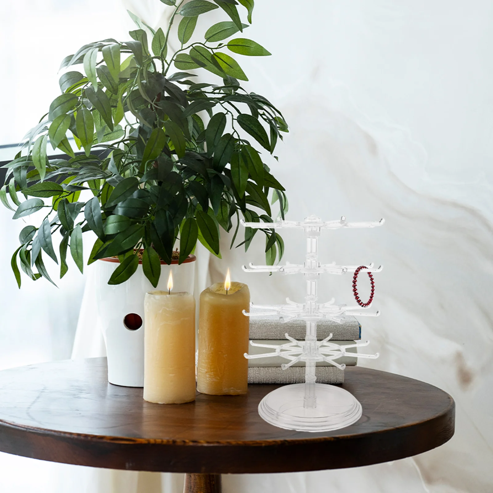 

Multi Tier Rotating Jewelry Organizer Earring Bracelet Necklace Display Stand Compact Storage Rack for Women Vanity Table