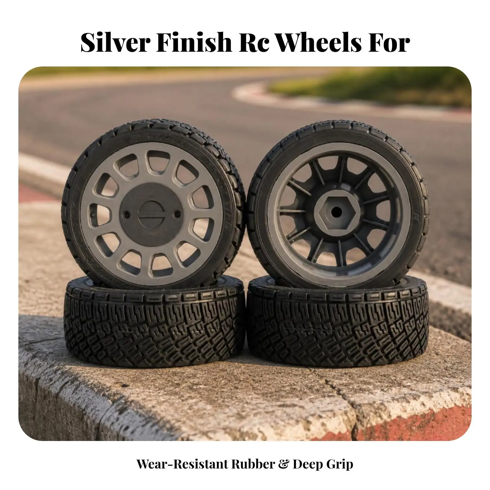 1/10 Scale RC Car Racing Tire Rubber Wheel Rim for RC Buggy Truck Crawler Off Road Replacement