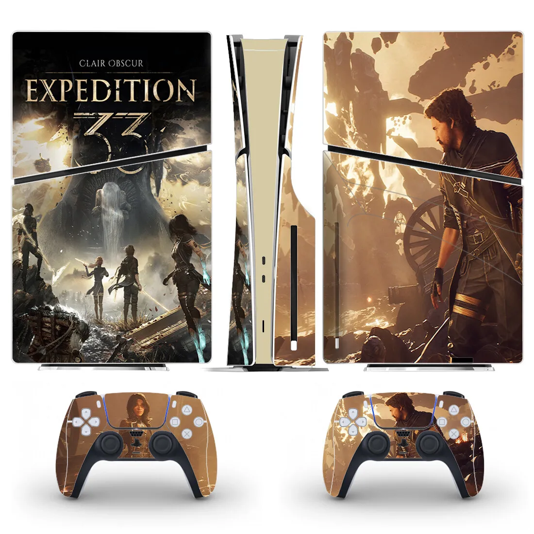 كلير سبكور إكسبيديشن 33 PS5 سليم القرص الجلد ملصق غطاء لاصق لامع لوحدة التحكم و 2 وحدات تحكم جديد PS5 سليم القرص الجلد الفينيل