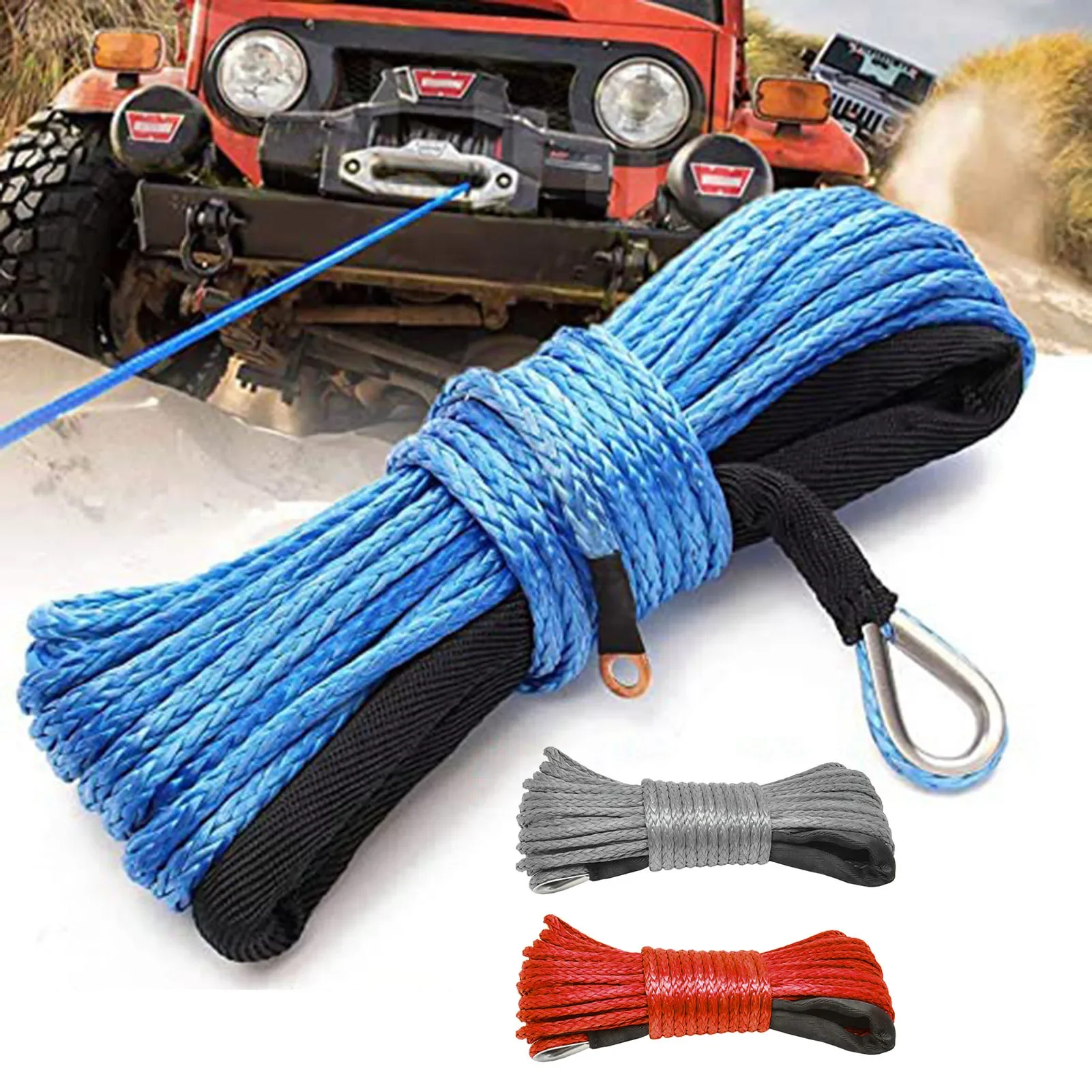 7700LBs Winch Line Cable Rope Winches Towing Hook Stopper Rubber for ATV SUV UTV Truck Offroad Accessories