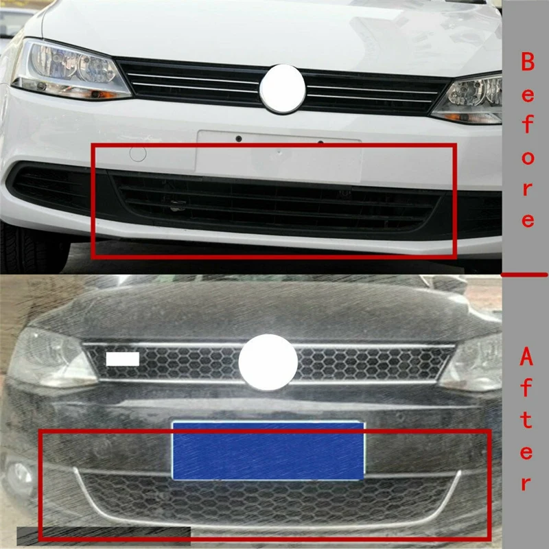 Chrome Front Bumper Honeycomb Lower Intake Grille Assembly For Jetta MK6 Sedan 2011-2014