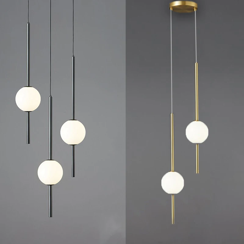 Nordic Simple Glass Ball Pendant Lights Black/Gold Dining Room Bedroom Decor Hanging Lamp Restaurant Bar Suspension Chandeliers