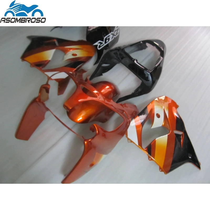 Hot Sale Injection Mold Bodyparts for Kawasaki Ninja ZX9R fairing kit 2002-2003 orange black fairing set zx9r 02 03 40