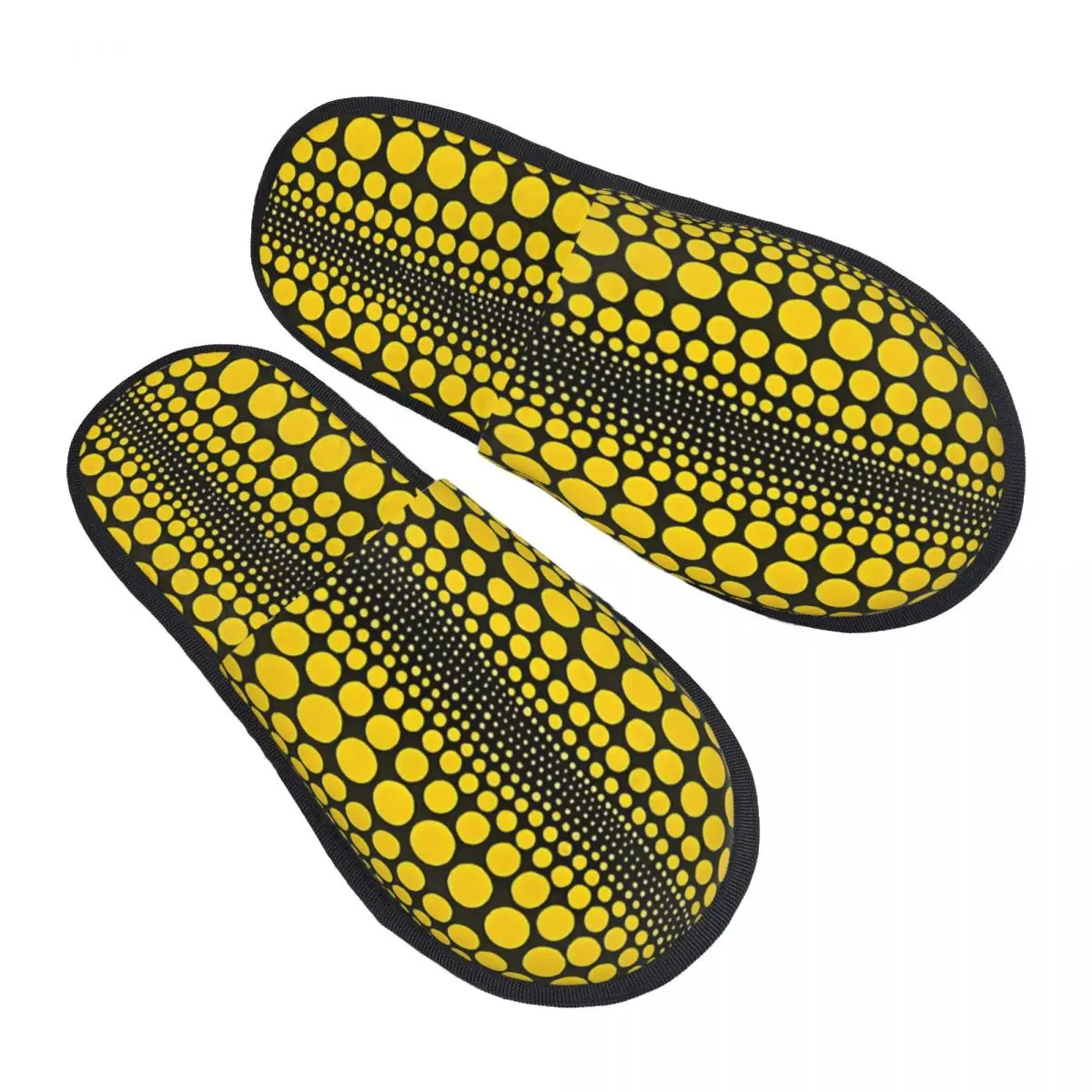 

Dot Line Yellow Yayoi Kusama Guest Slippers for Spa Women Custom Print Pumpkin Polka House Slipper