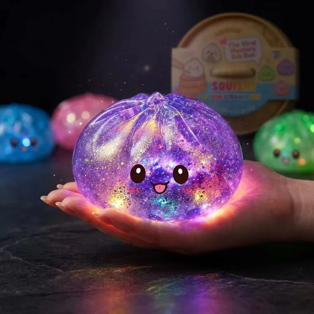 New 1-6pcs Glitter Dumpling Glitter Dumpling Squishy with Box Dumplings Toy for Stress Relief Adult toys with fluorescent buns