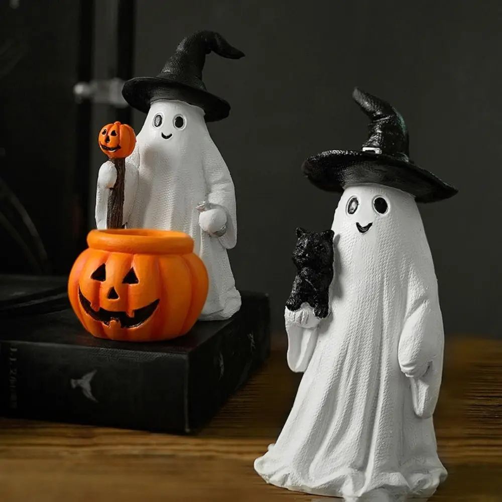 

Ghost Festival Decoration Resin Ghost Pumpkin Figurine Creative Cute Small Sculpture Cartoon Halloween Statue Courtyard