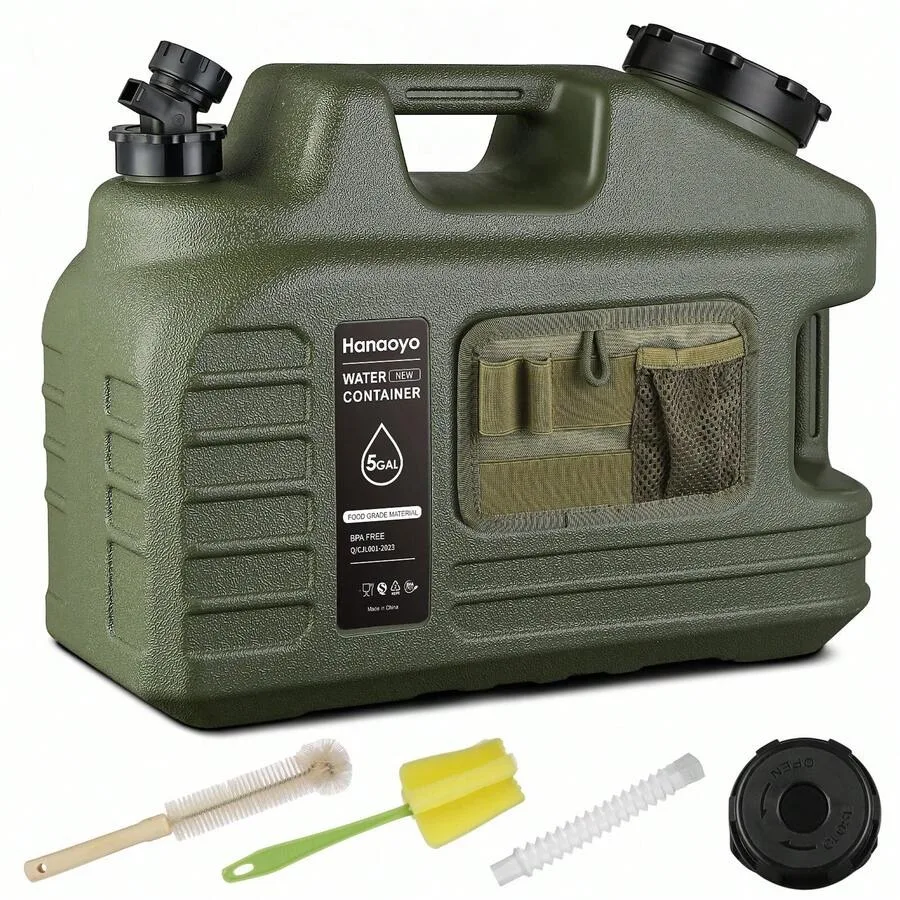 

5 Gallon Camping Water Jug With Spigot, Water Container Water Storage With Tool Bag, Portable Water Tank Emergency Water Storag