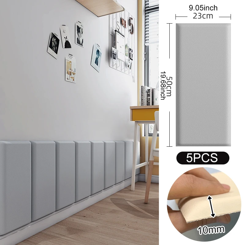 5 Stück/Set 3D Wandaufkleber Kinder Anti-Kollisions-Lederwandpaneele Selbstklebende Weiche Tapeten Abziehen und Aufkleben Kopfteil-Deko – Detail 8