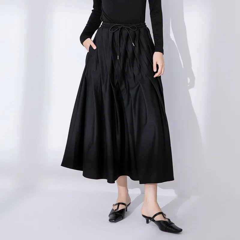 

Women's Vintage Length Irregular Skirt, High Waist, A-line, Casual, Loose, Pleated, Long, Spring, Summer Fashion, New, 2024