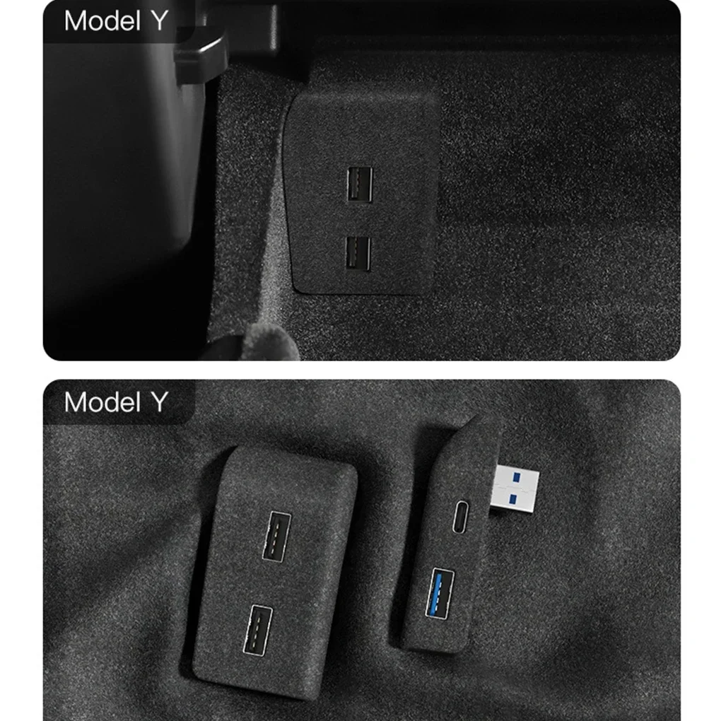 테슬라 모델 3 Y용 USB 션트 허브 도킹 스테이션, 퀵 차저 3 USB 션트 허브 플로킹 어댑터 전원 공급 분배기 썸네일 4